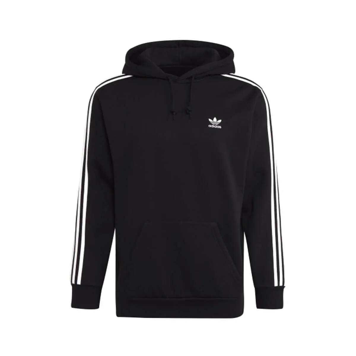 Adidas felpa 3 strisce c/capp. uomo nero