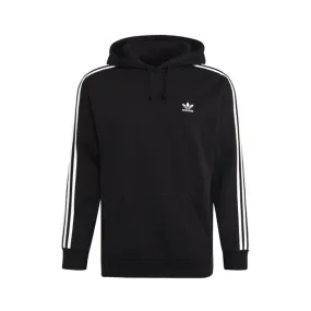 Adidas felpa 3 strisce c/capp. uomo nero