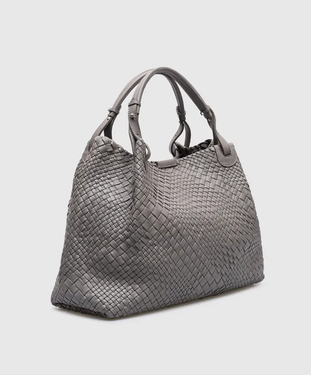 Alma Tonutti Borsa tote in pelle intrecciata grigia 5285