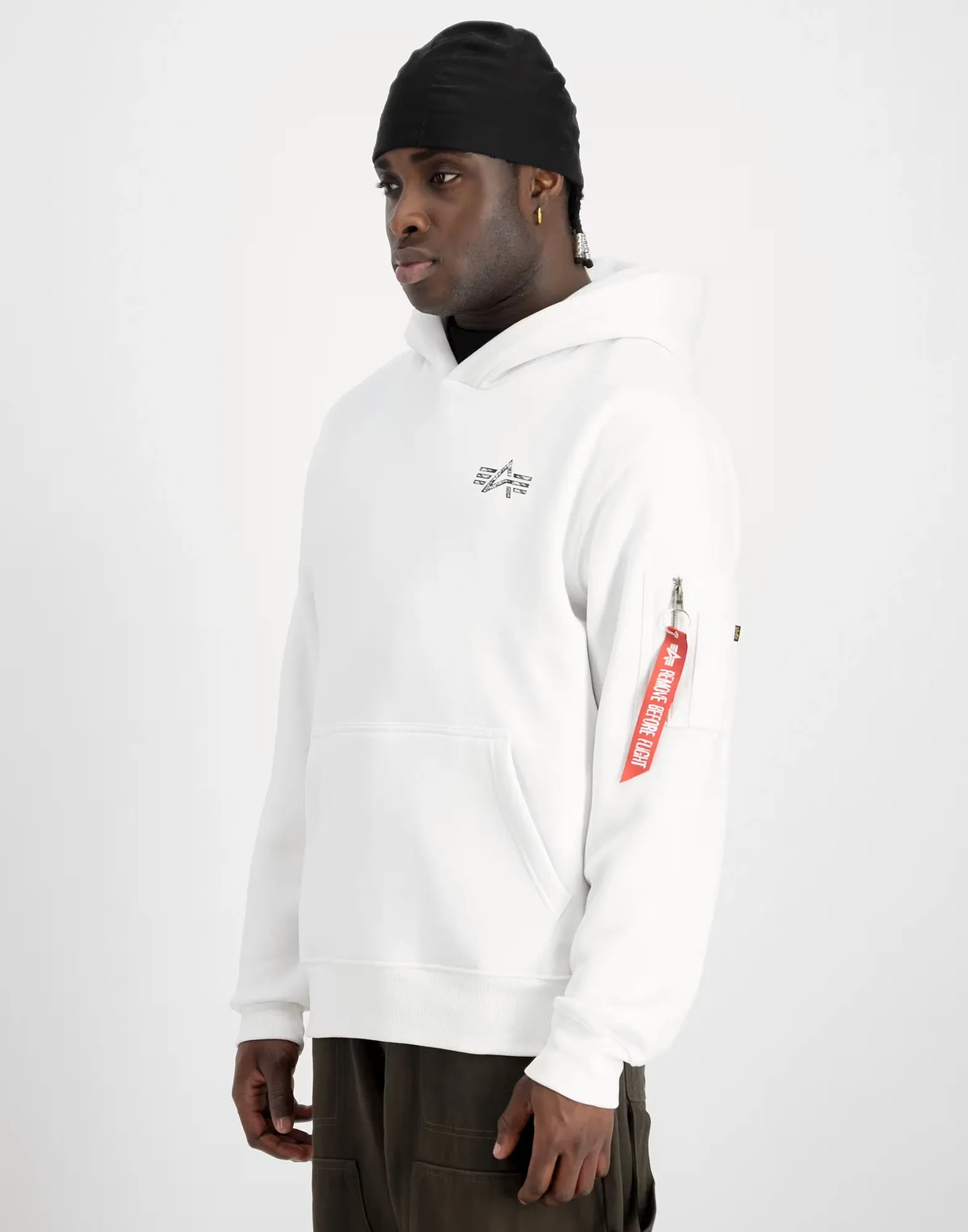 ALPHA INDUSTRIES Felpa con Cappuccio Signature BP White