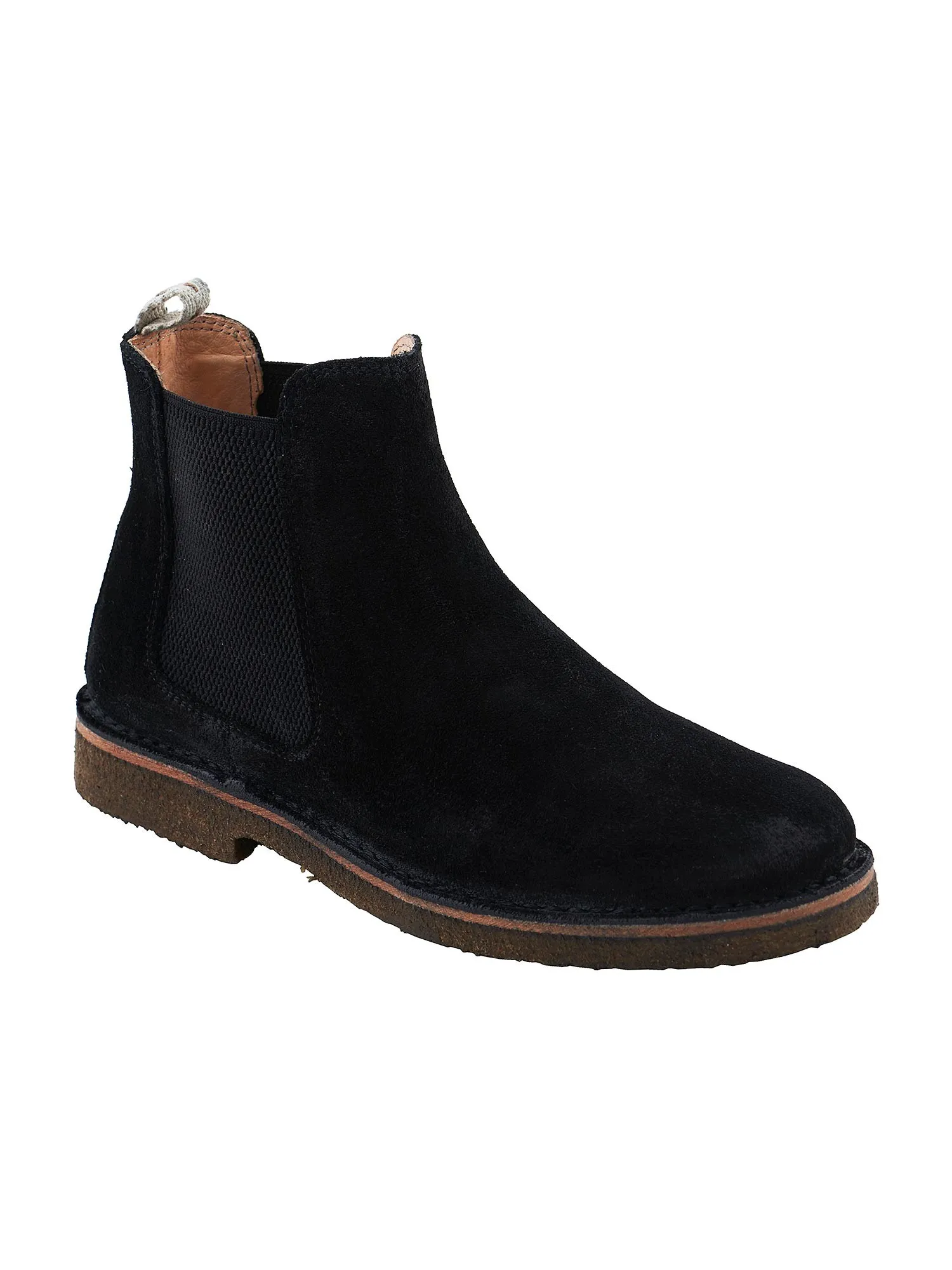 Black suede ankle boots for men with rubber sole