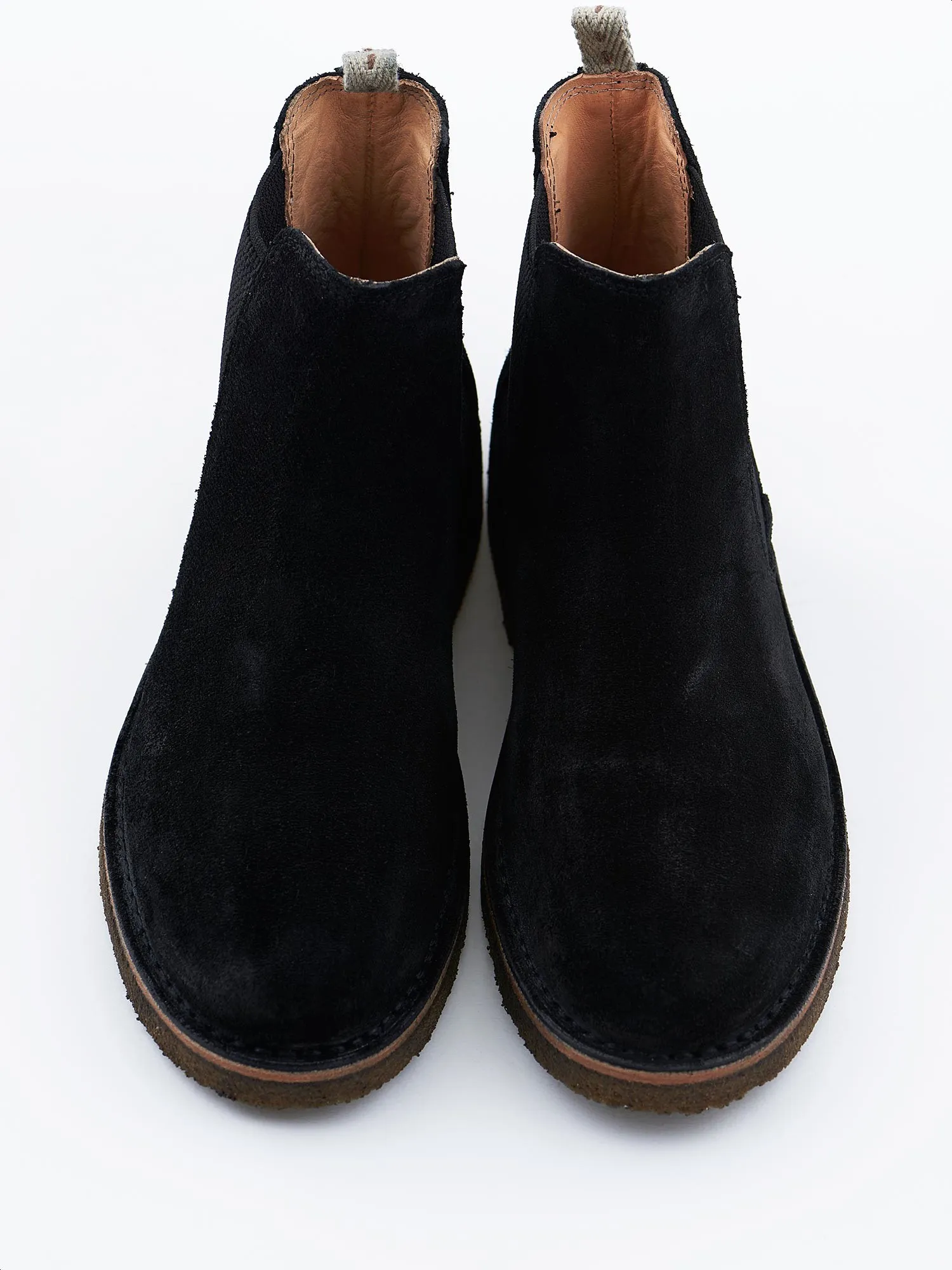 Black suede ankle boots for men with rubber sole