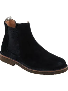 Black suede ankle boots for men with rubber sole