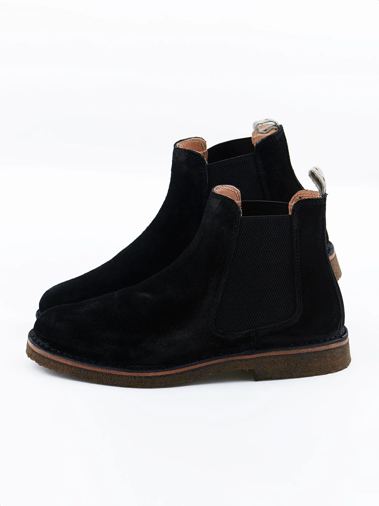 Black suede ankle boots for men with rubber sole