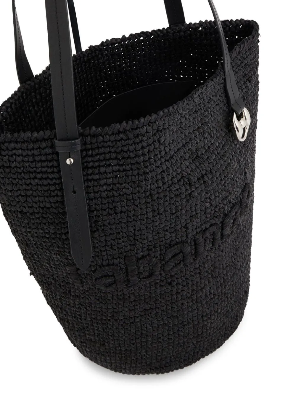 Borsa a spalla cabas basket in nero Rabanne - donna