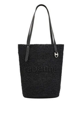 Borsa a spalla cabas basket in nero Rabanne - donna