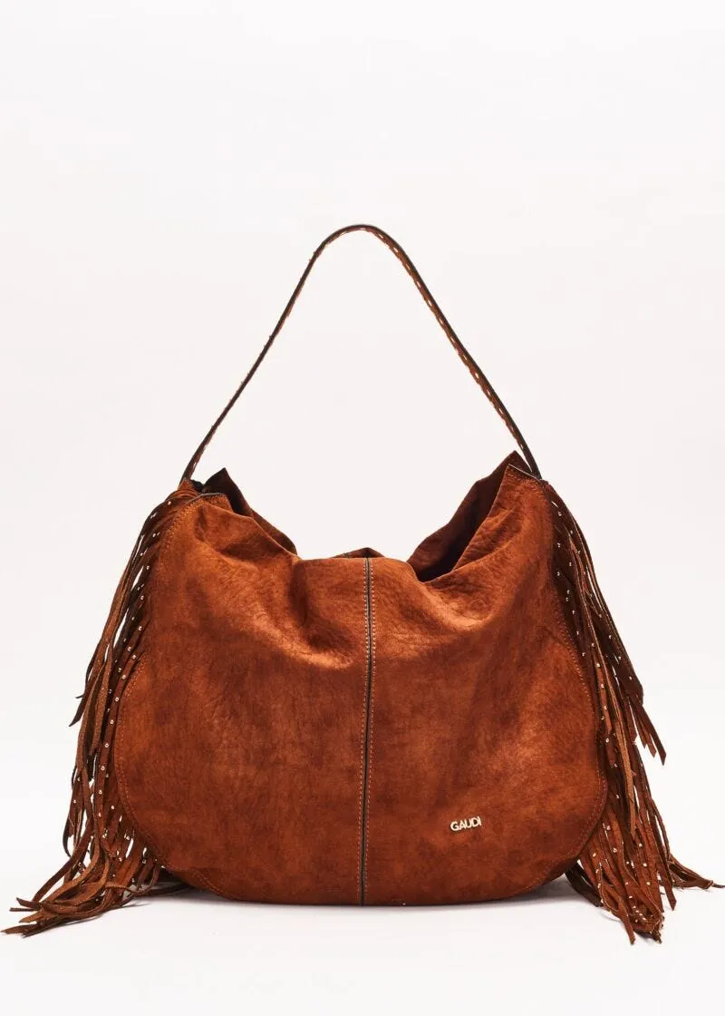 Borsa effetto suede con frange