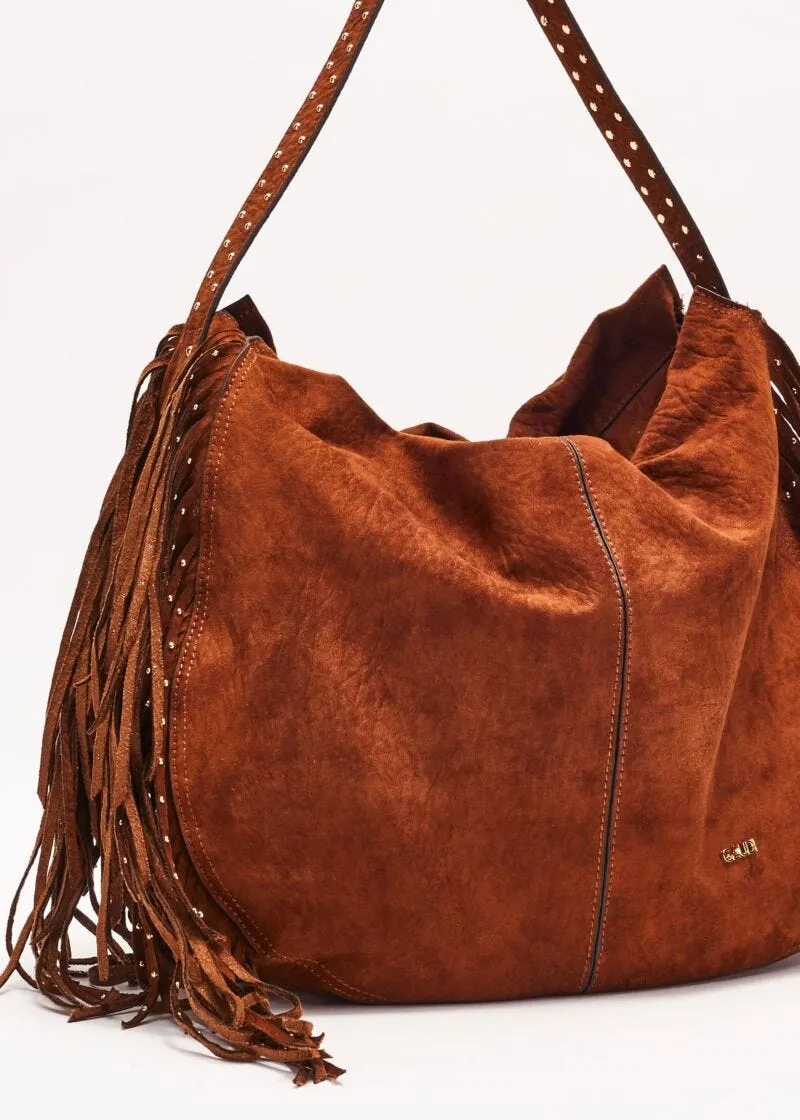 Borsa effetto suede con frange