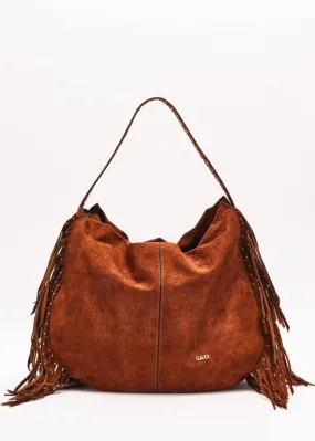 Borsa effetto suede con frange