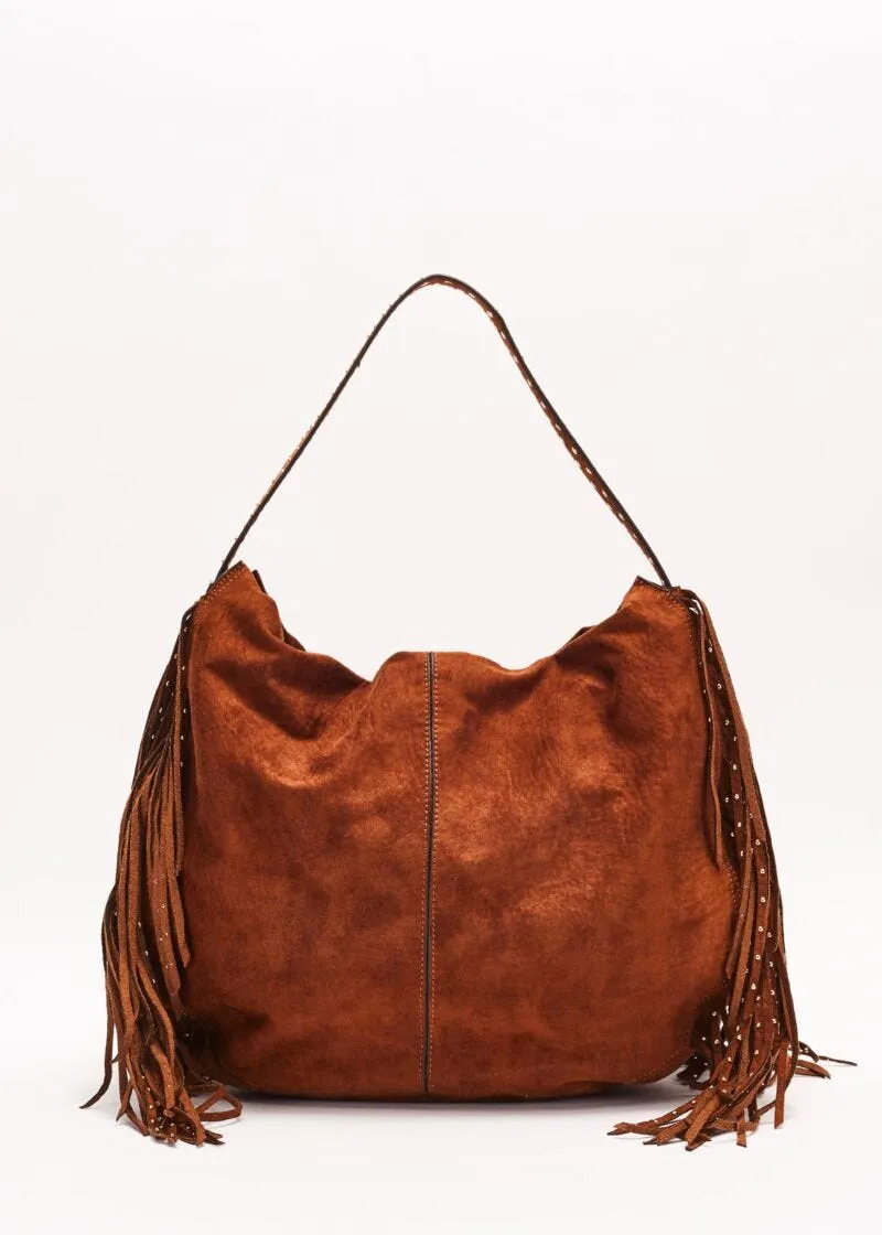 Borsa effetto suede con frange