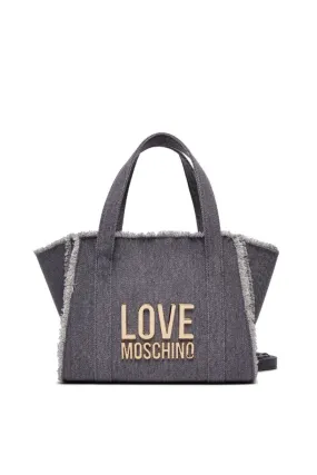 BORSA IN DENIM BLU LOVE MOSCHINO METAL LOGO 4316