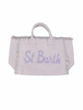 Borsa Tote in Cotone con Toppa con Logo Lilla