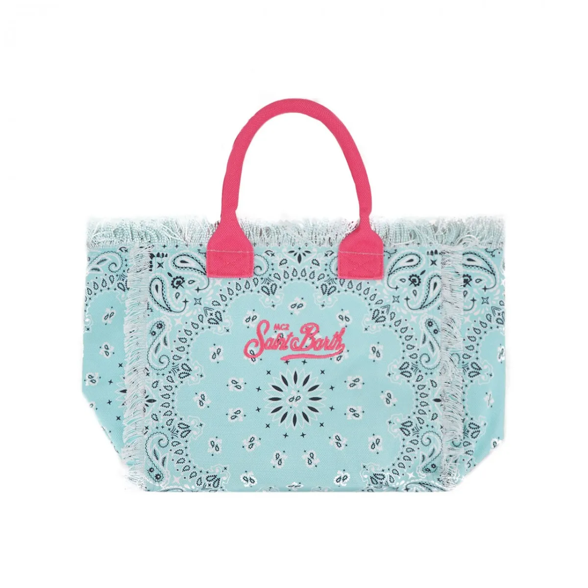 Borsa Vanity Bandana In Canvas, Blu