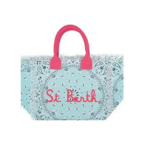 Borsa Vanity Bandana In Canvas, Blu