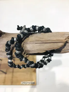 bracciale cuoio con pietre doppio