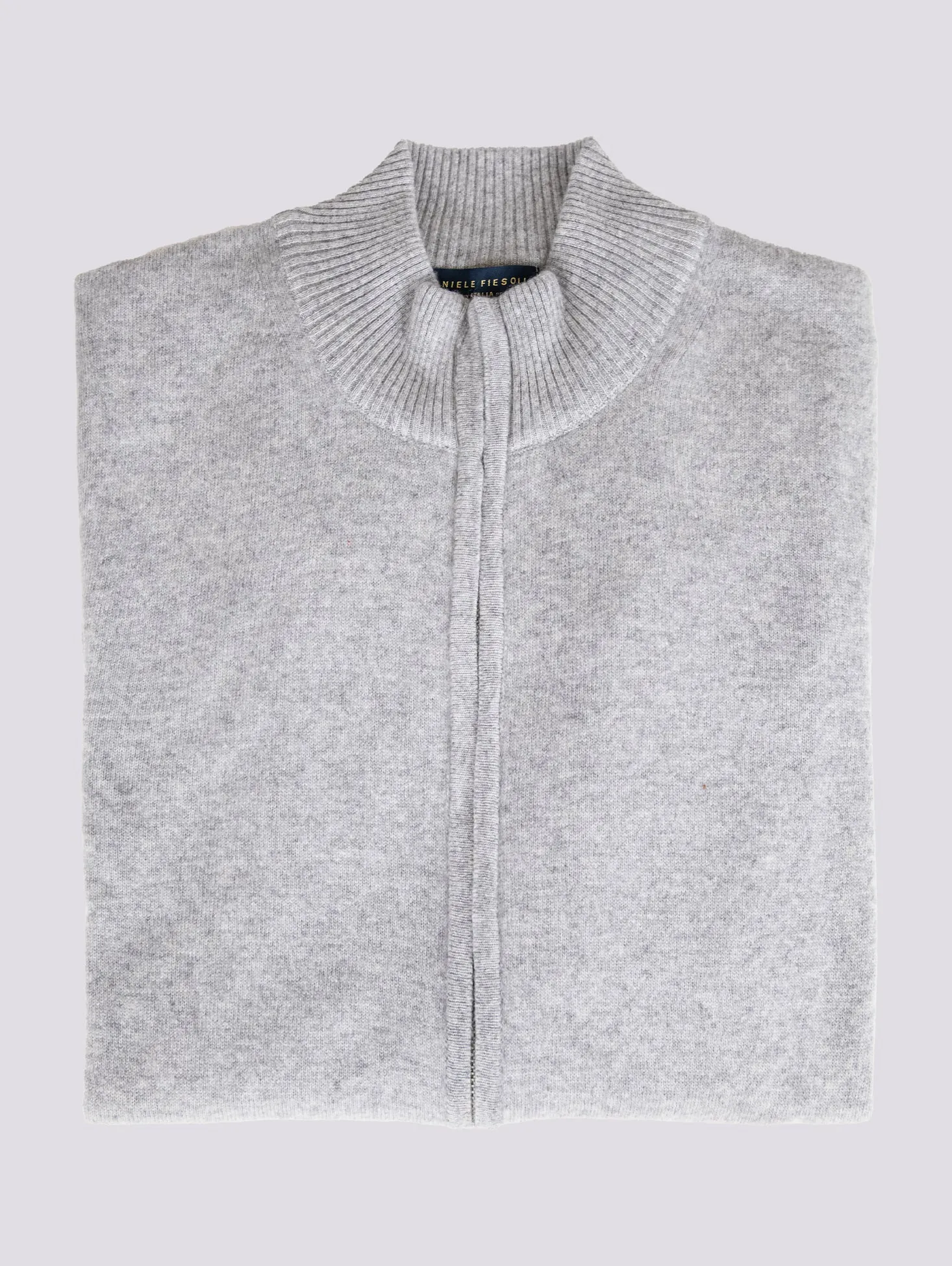 CARDIGAN GRIGIO CON ZIP IN LANA MISTO CASHMERE