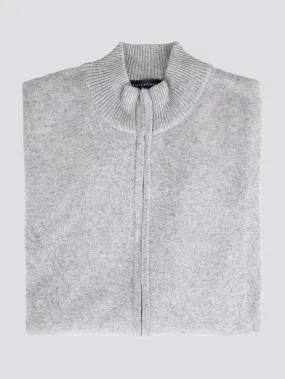 CARDIGAN GRIGIO CON ZIP IN LANA MISTO CASHMERE