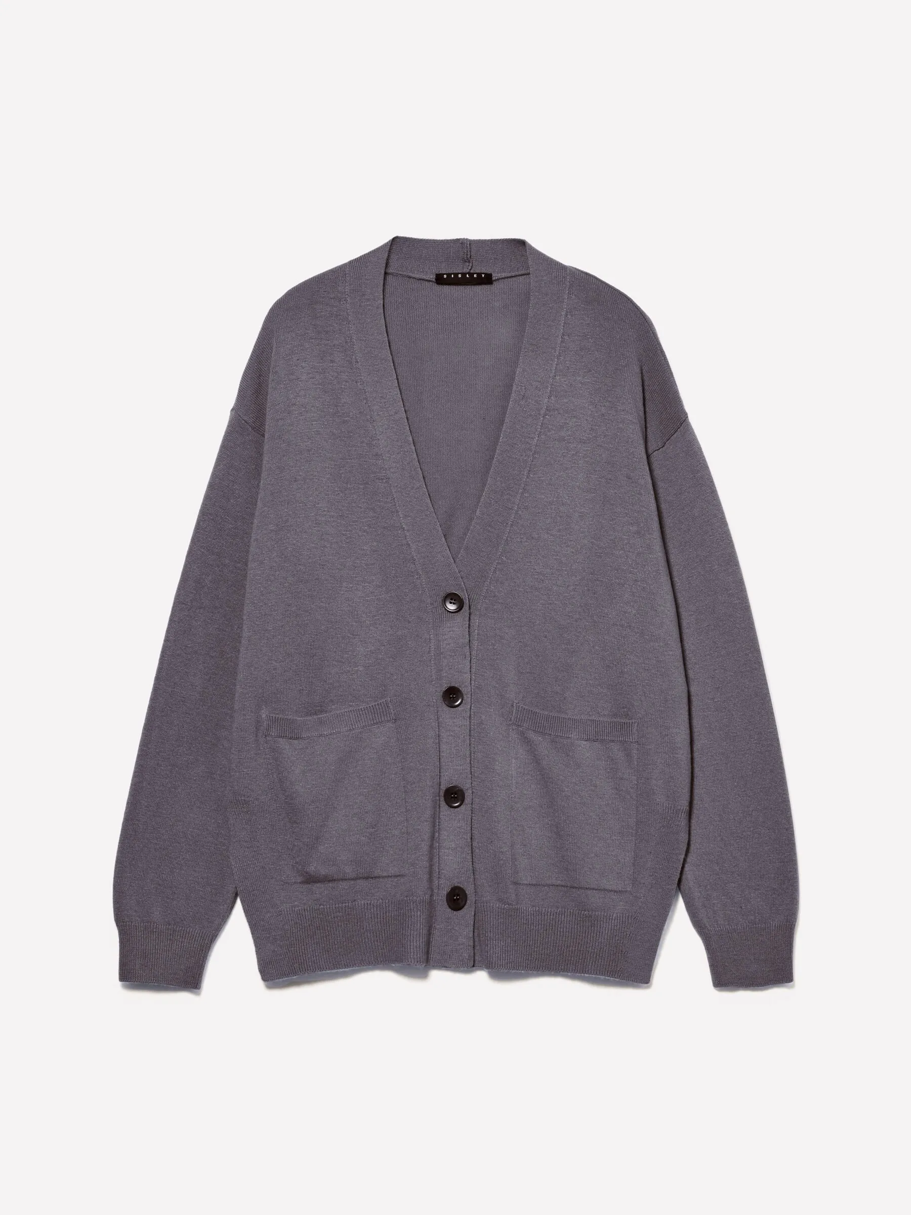 Cardigan grigio scuro con spacchi