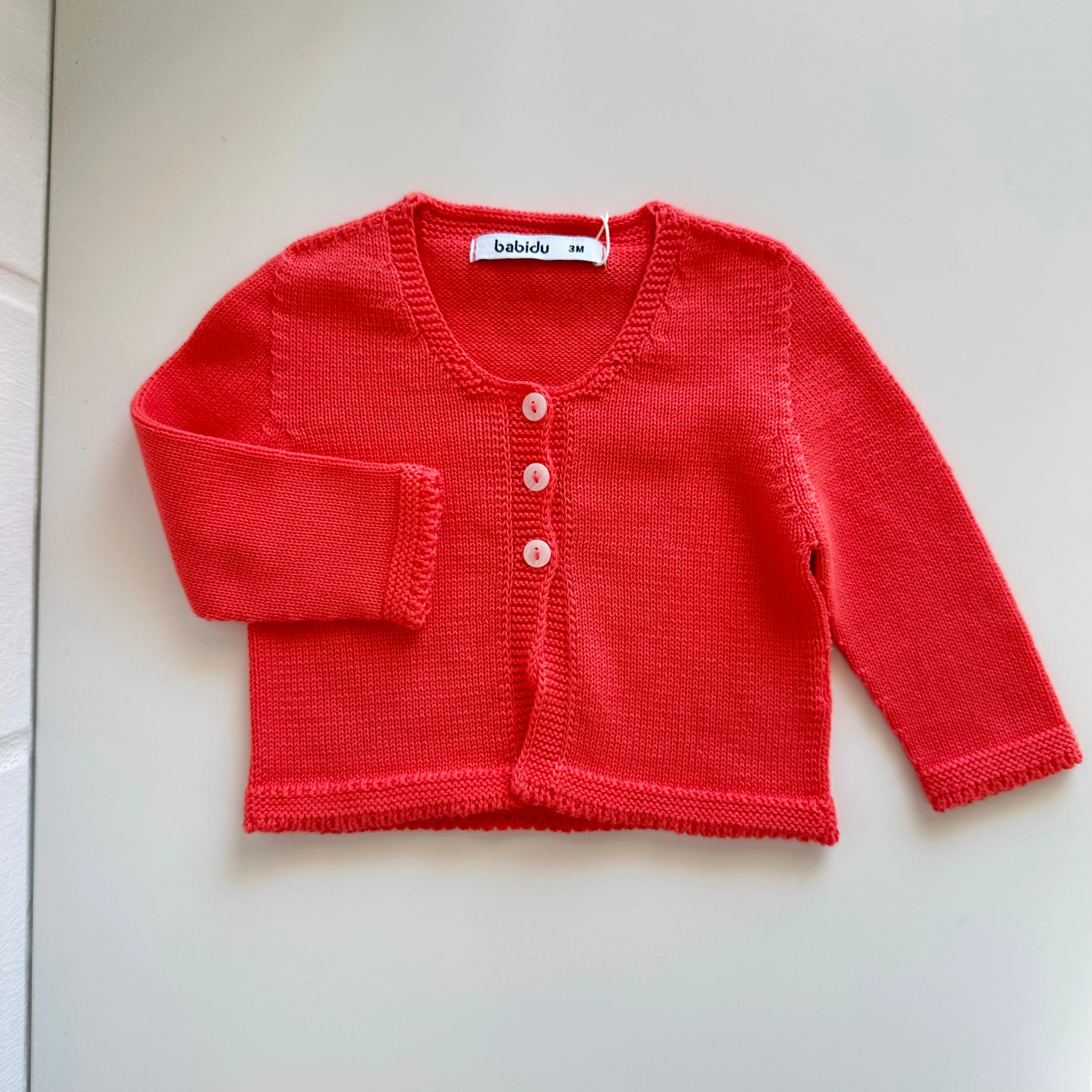 Cardigan in filo color fragola