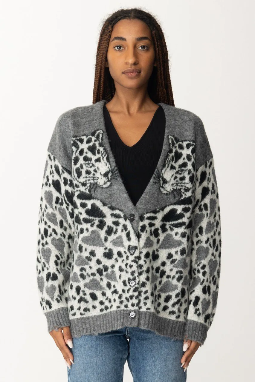 Cardigan leopard GRAY LEO