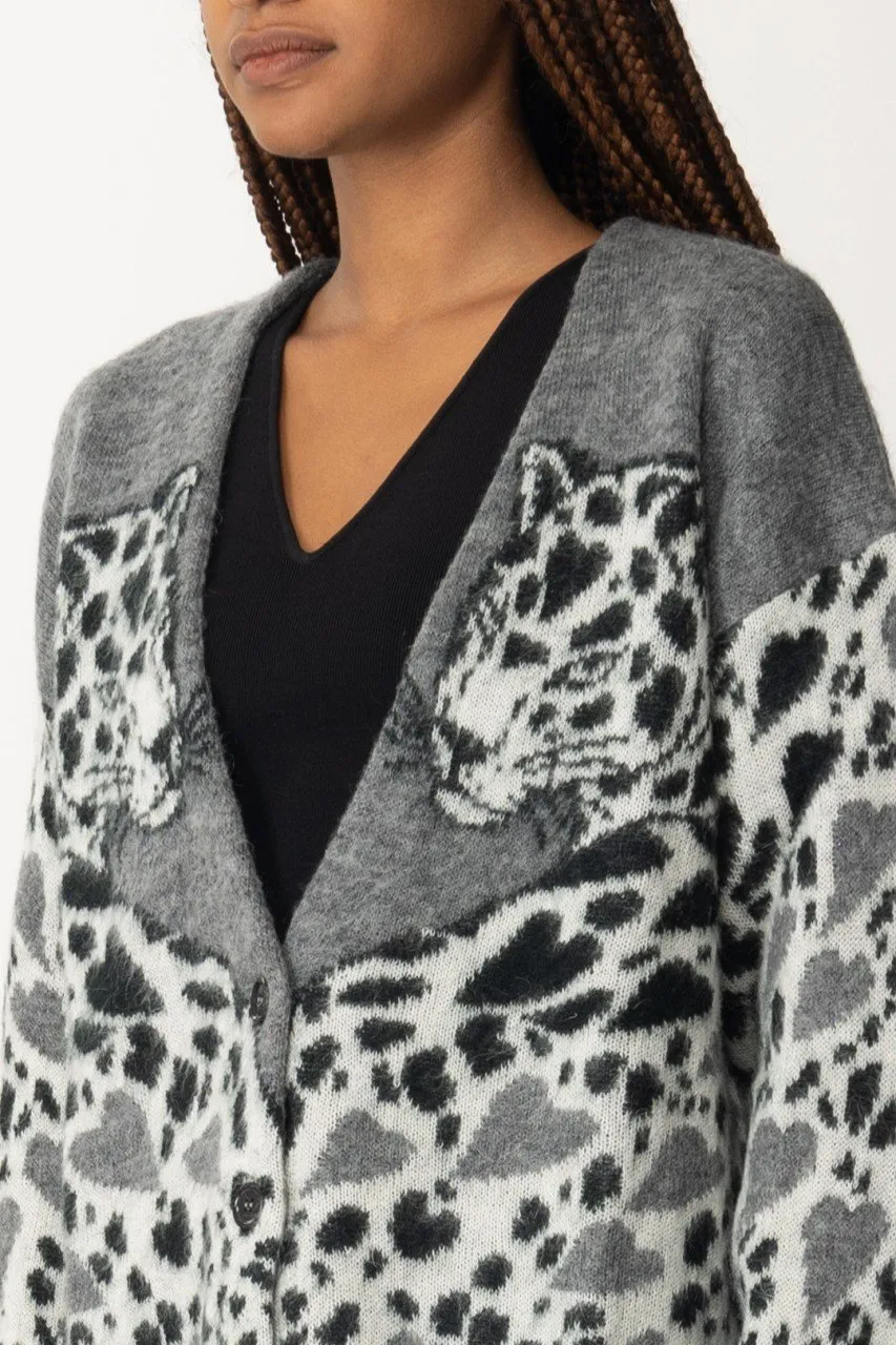 Cardigan leopard GRAY LEO