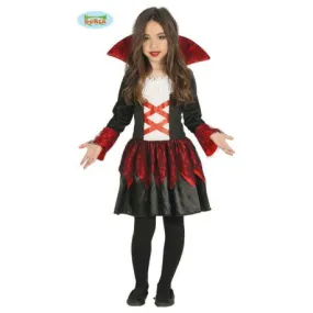 COSTUME VAMPIRA BARONESSA BABY 5/6 ANNI VESTITO PER TRAVESTIMENTI DI HALLOWEEN CARNEVALE E SCENE HORROR NO ACCESSORI