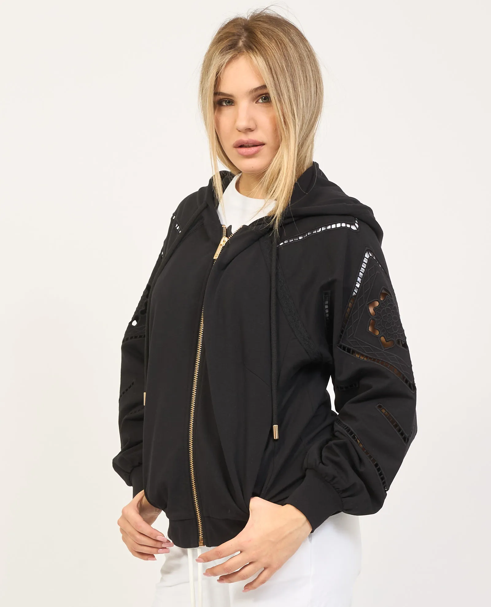 Felpa donna Fracomina fullzip con trafori