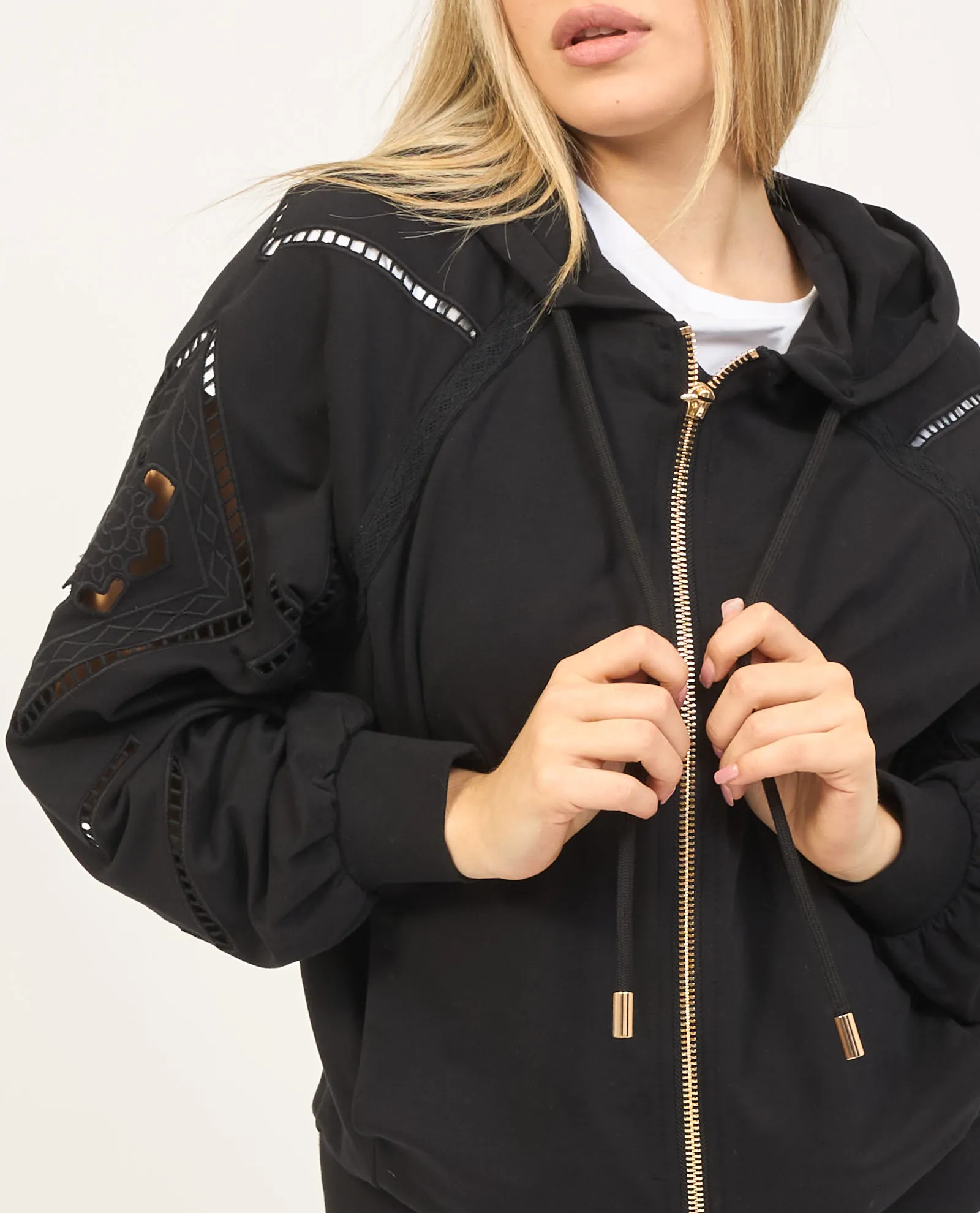 Felpa donna Fracomina fullzip con trafori