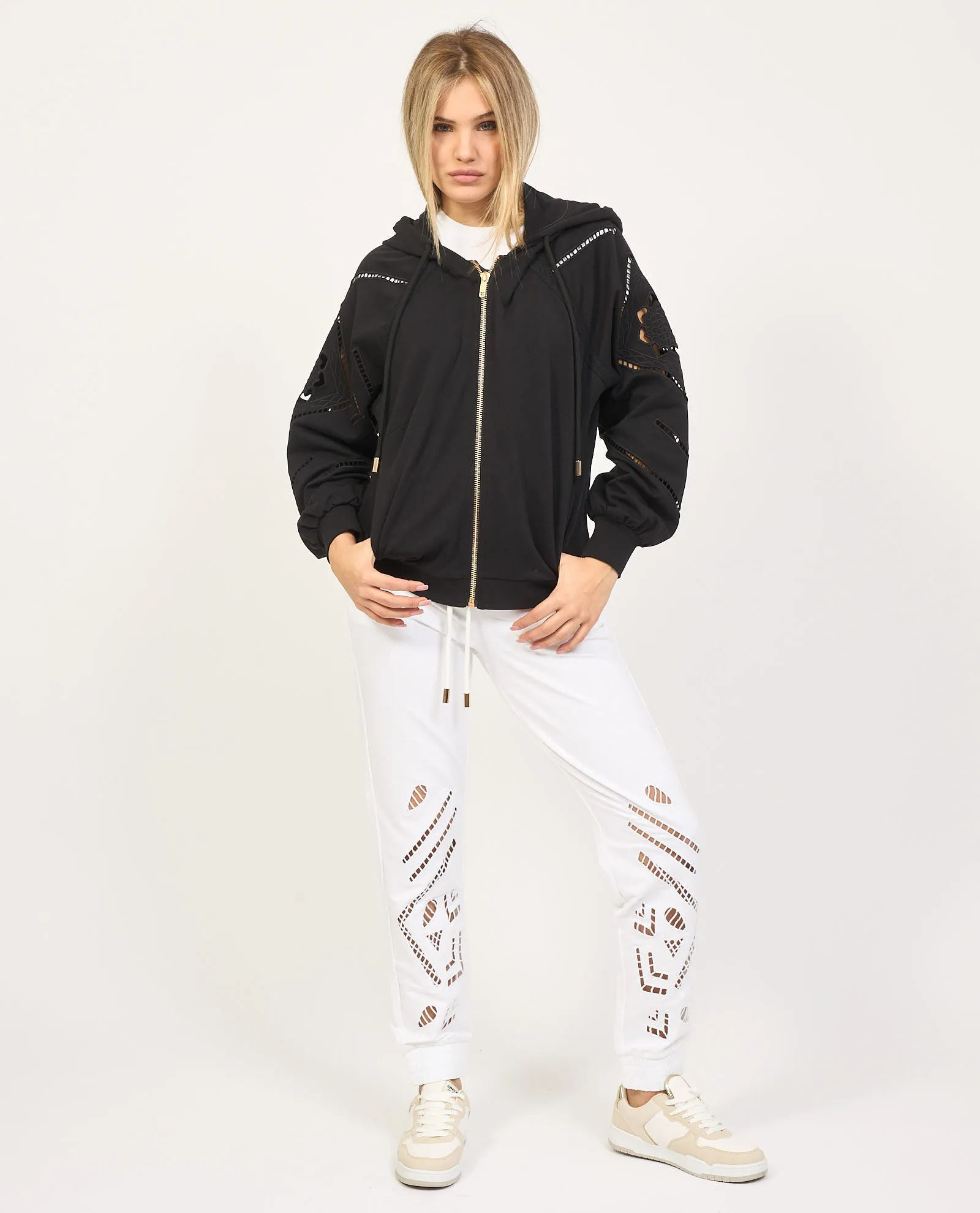 Felpa donna Fracomina fullzip con trafori