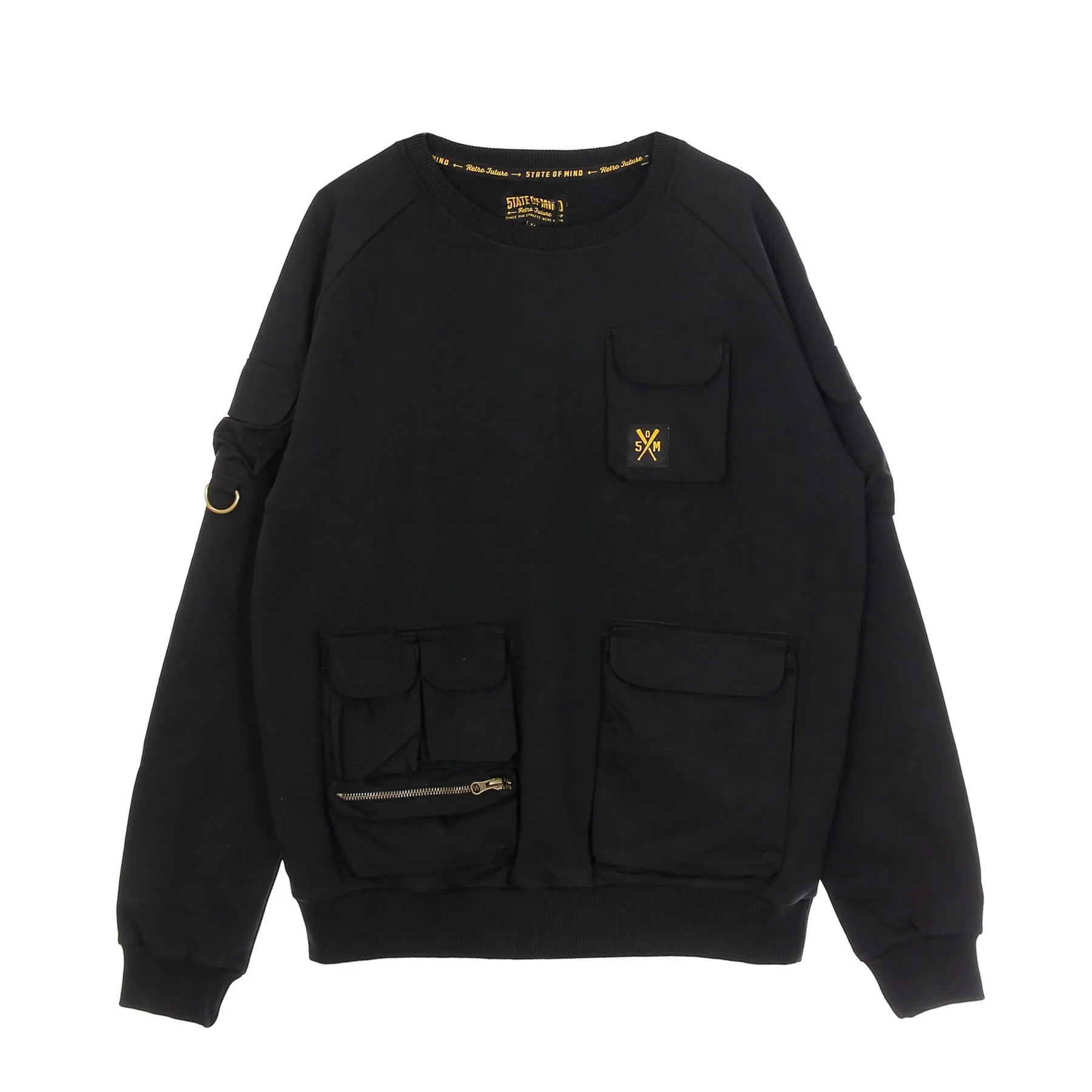 Felpa Leggera Girocollo Uomo Retrofuture Cargo Sweatshirt Black