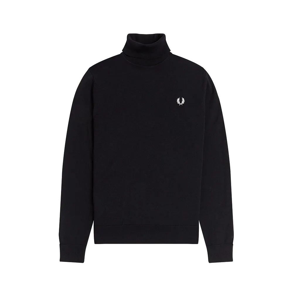 Fred Perry Maglioncino Dolcevita Logo Nero Uomo