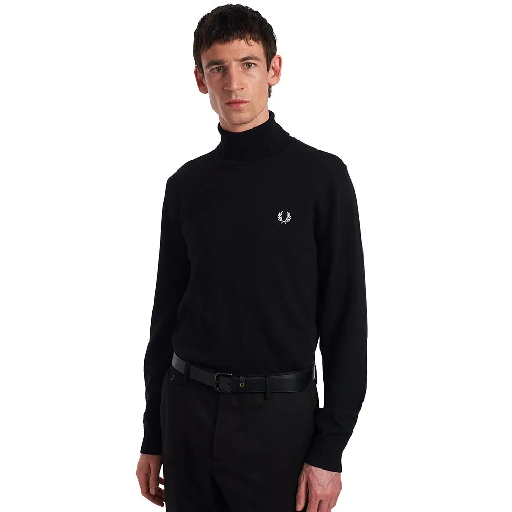 Fred Perry Maglioncino Dolcevita Logo Nero Uomo