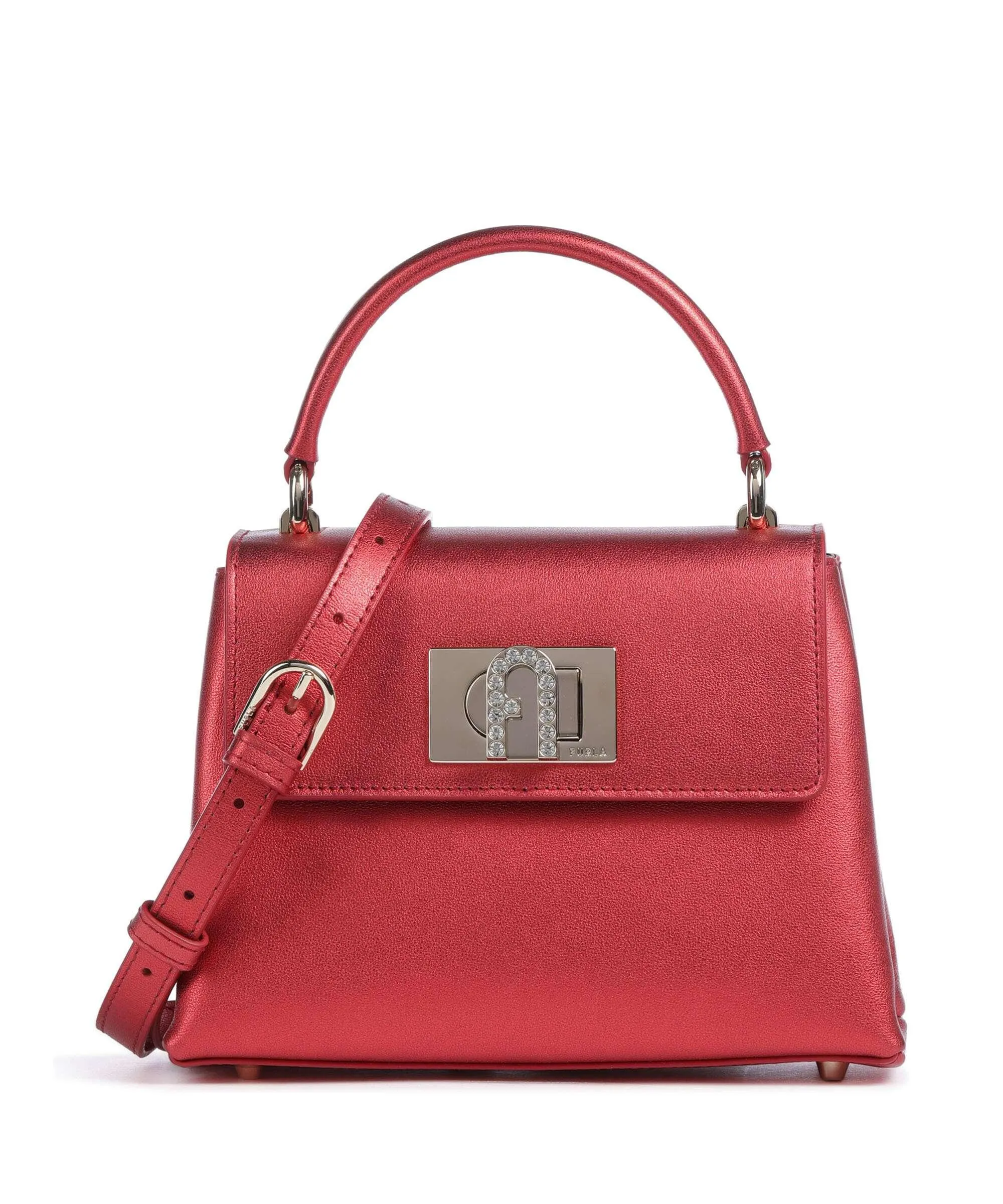  Furla 1927 Mini Borsa a mano pelle a grana fine rosso  