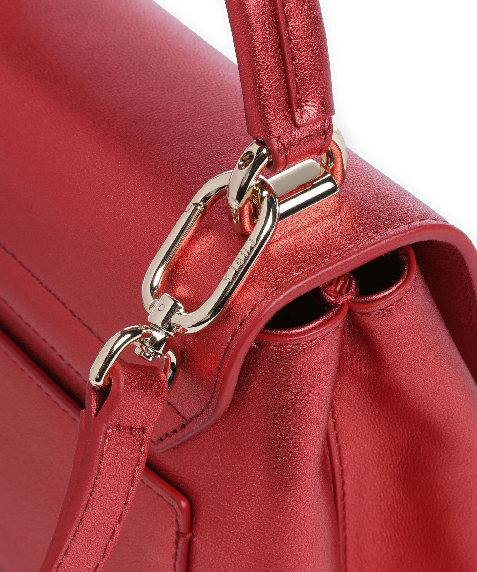  Furla 1927 Mini Borsa a mano pelle a grana fine rosso  