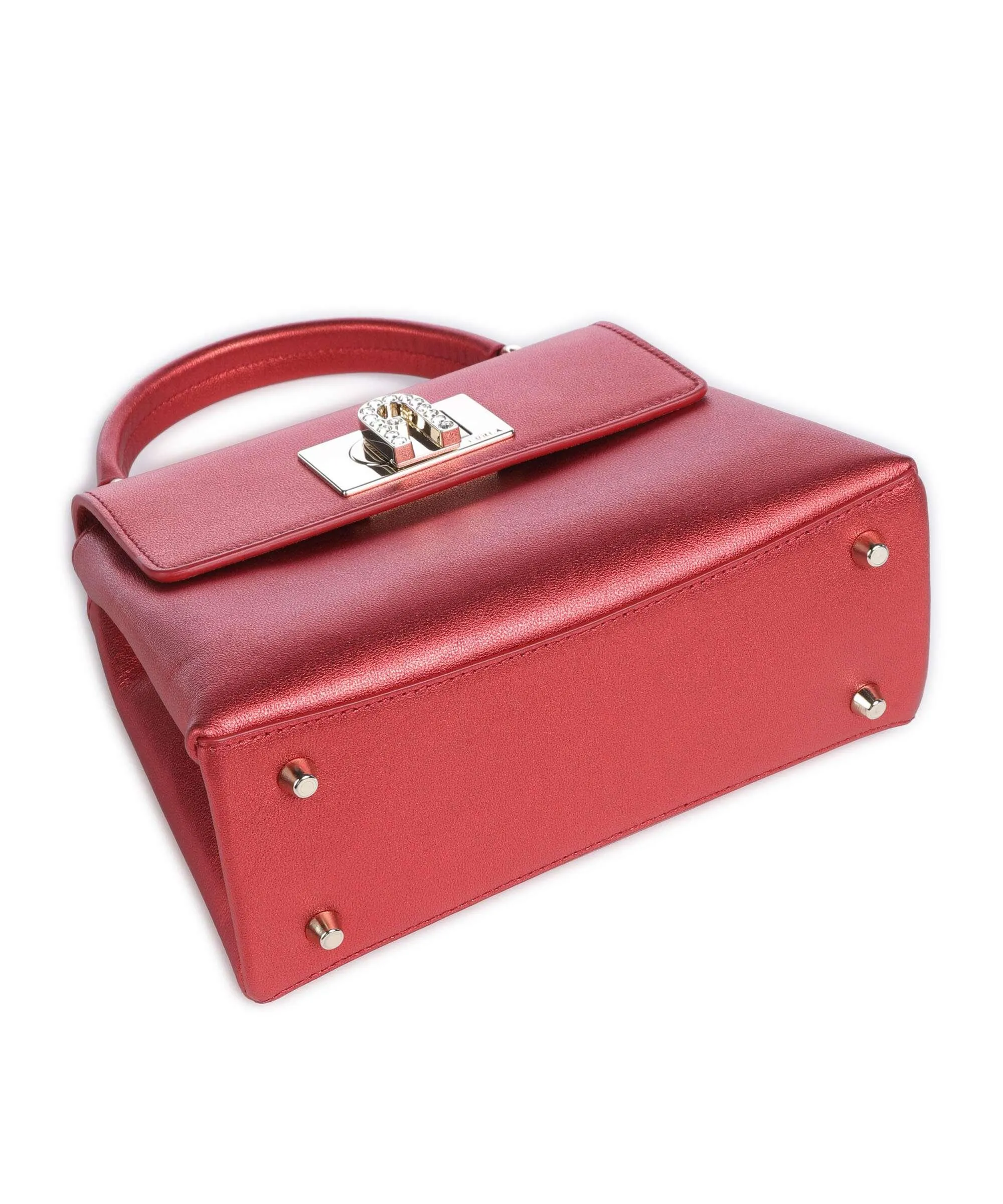  Furla 1927 Mini Borsa a mano pelle a grana fine rosso  