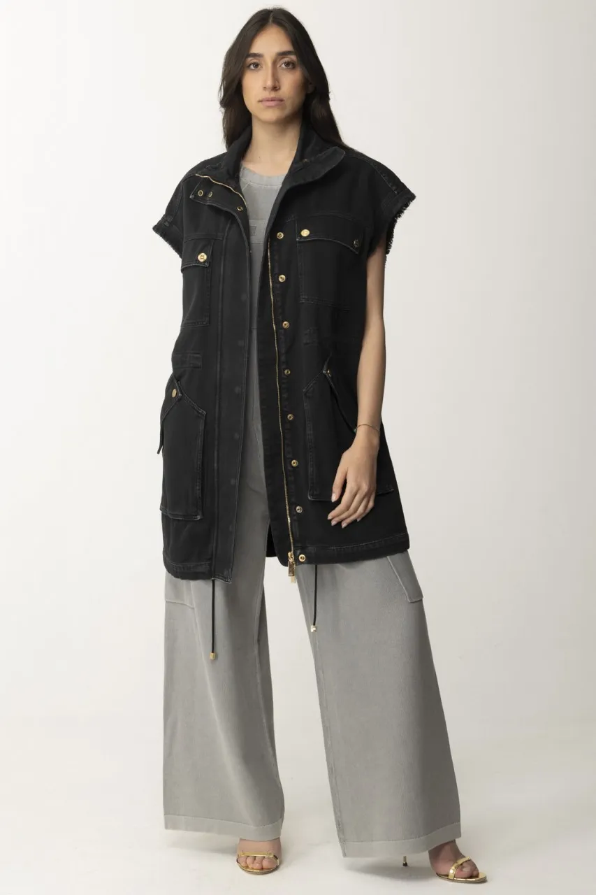 Gilet in denim utility Nero