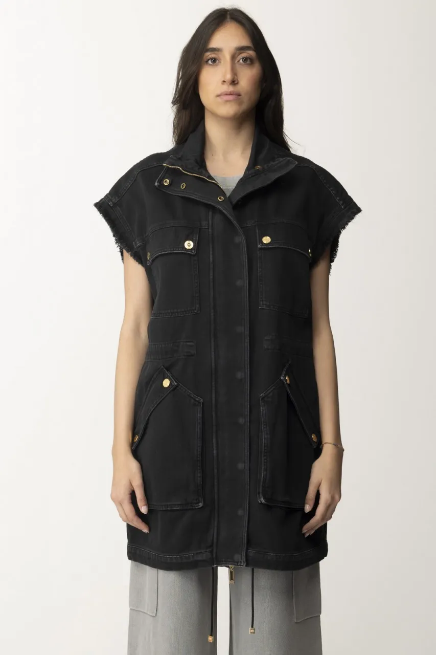 Gilet in denim utility Nero