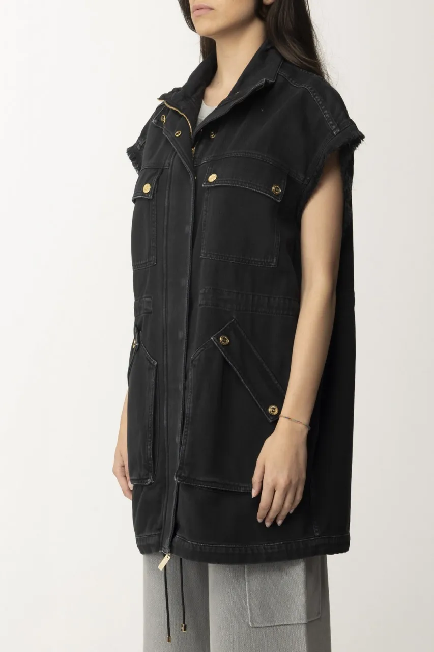 Gilet in denim utility Nero