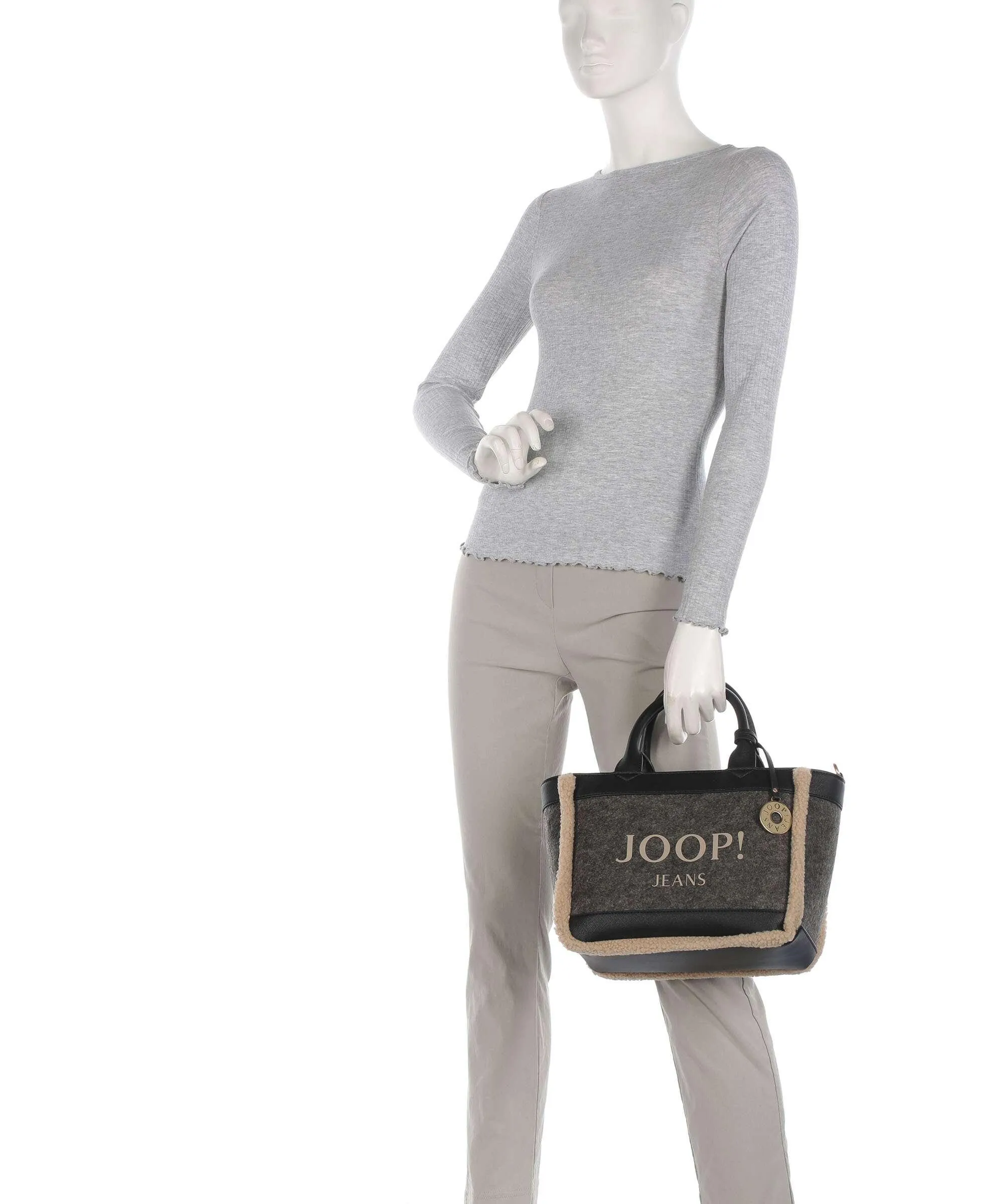  JOOP! Jeans Calduccio Yvette Borsa a mano infeltrimento, pelle sintetica, poliestere grigio scuro  