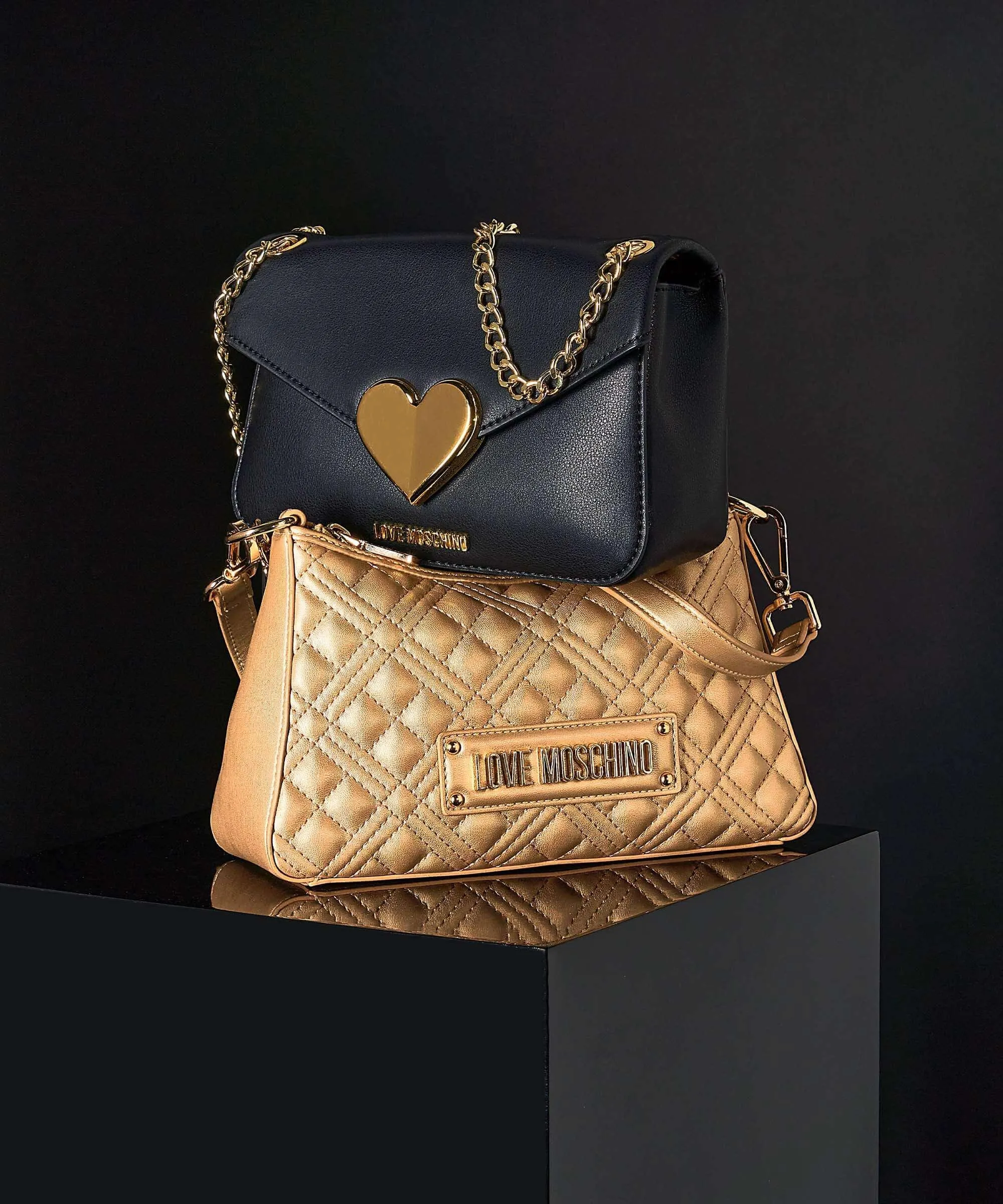  Love Moschino Quilted Borsa a tracolla pelle sintetica oro  