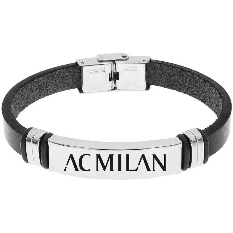 LOWELL AC MILAN BRACCIALE ACCIAIO PELLE