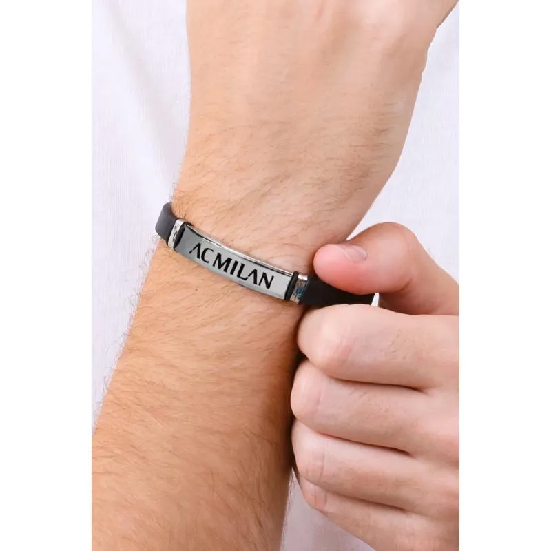 LOWELL AC MILAN BRACCIALE ACCIAIO PELLE