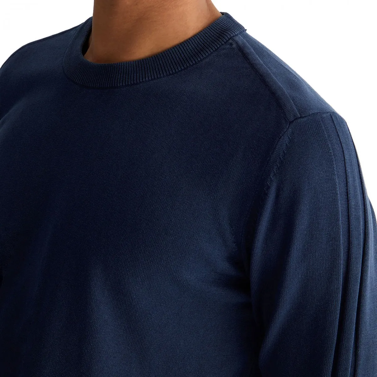 Maglia In Cotone Girowash Dark Blue