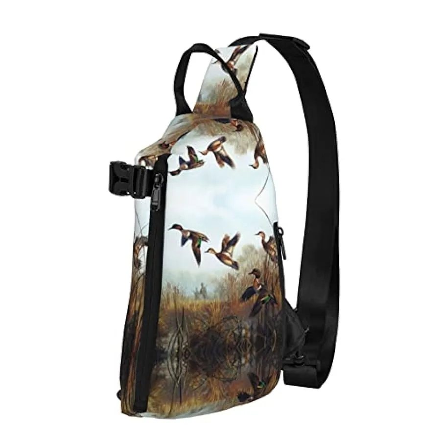 OGNOT Hunting Flying Wild – Borsa a tracolla stampata a tracolla per uomo, borsa multiuso per camminare, viaggi, Nero , Taglia u