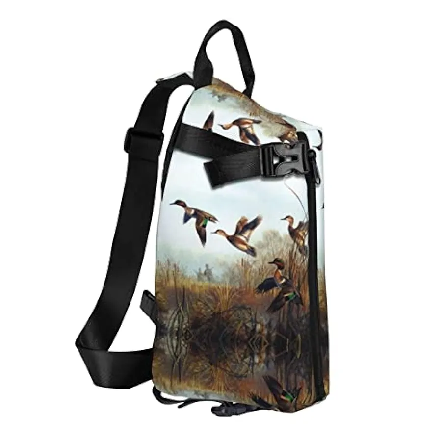 OGNOT Hunting Flying Wild – Borsa a tracolla stampata a tracolla per uomo, borsa multiuso per camminare, viaggi, Nero , Taglia u