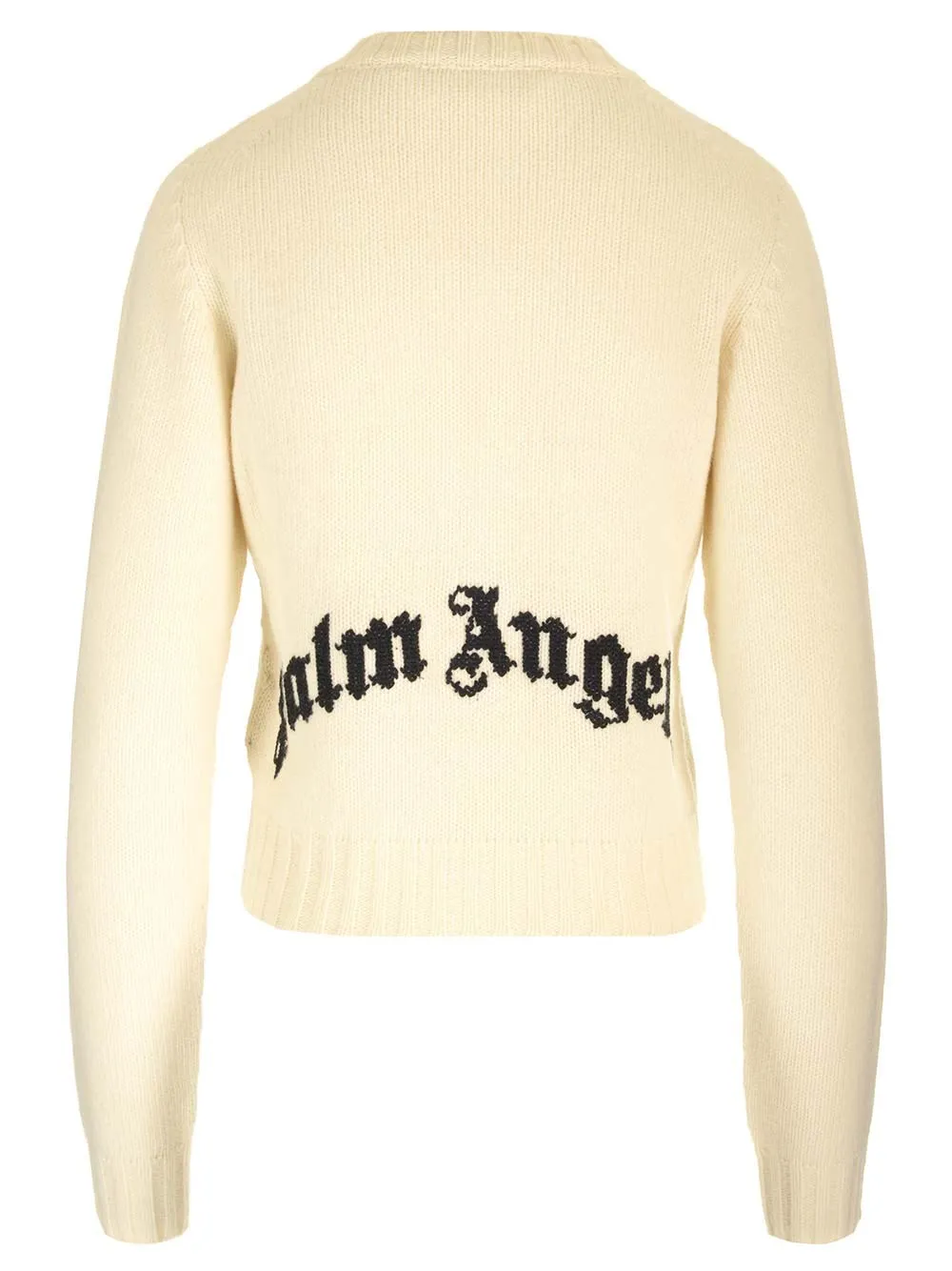   Palm Angels  Cardigan avorio con logo posteriore  