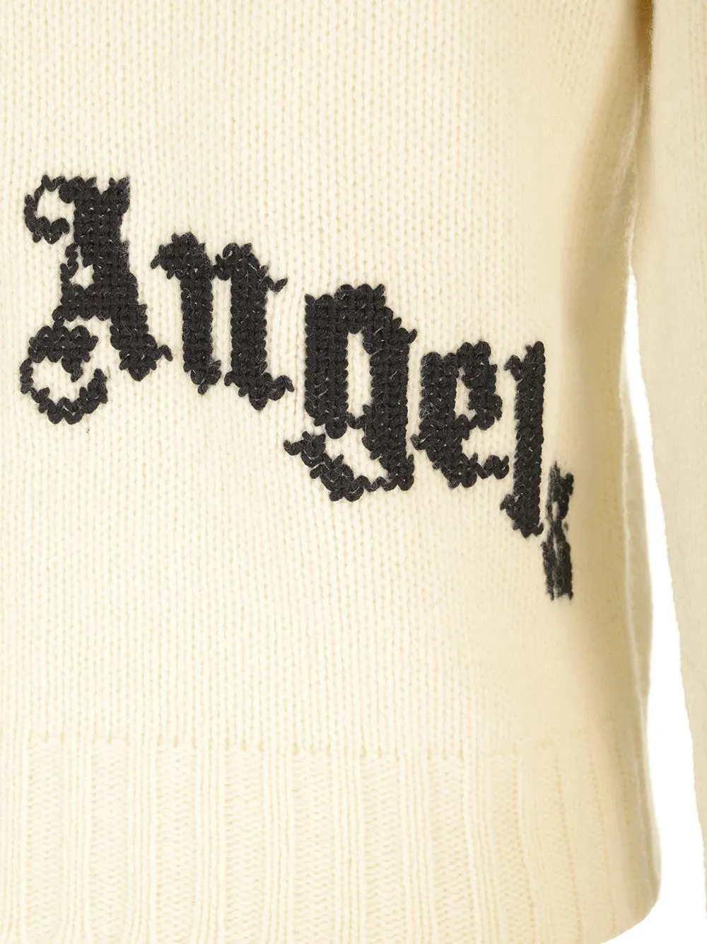   Palm Angels  Cardigan avorio con logo posteriore  