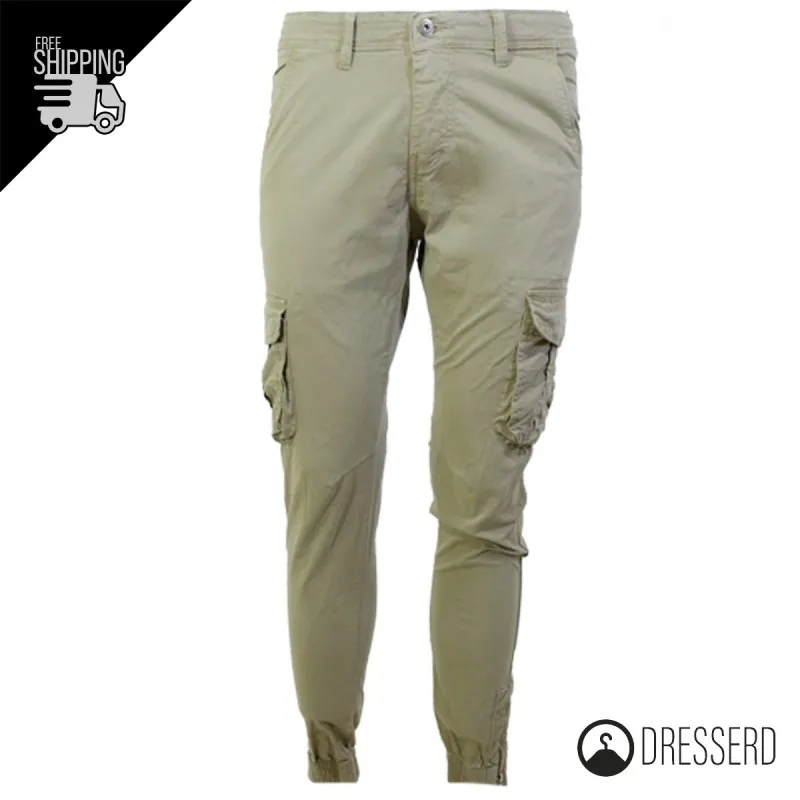 Pantalone Cargo Uomo Con Tasche laterali gamba stretta casual in cotone Slim, Pantaloni Dresserd