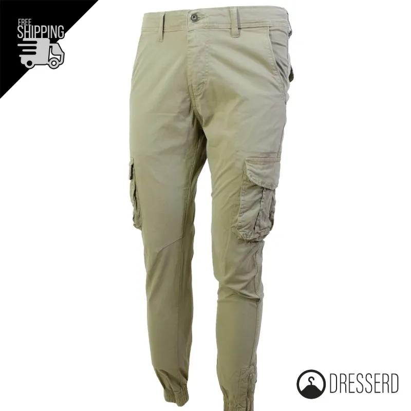 Pantalone Cargo Uomo Con Tasche laterali gamba stretta casual in cotone Slim, Pantaloni Dresserd