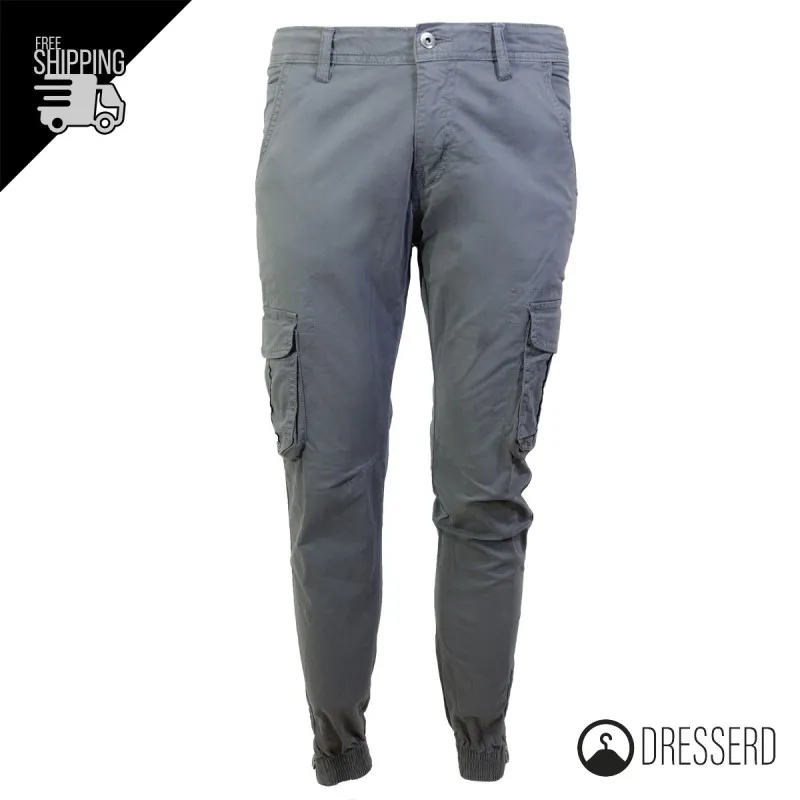 Pantalone Cargo Uomo Con Tasche laterali gamba stretta casual in cotone Slim, Pantaloni Dresserd